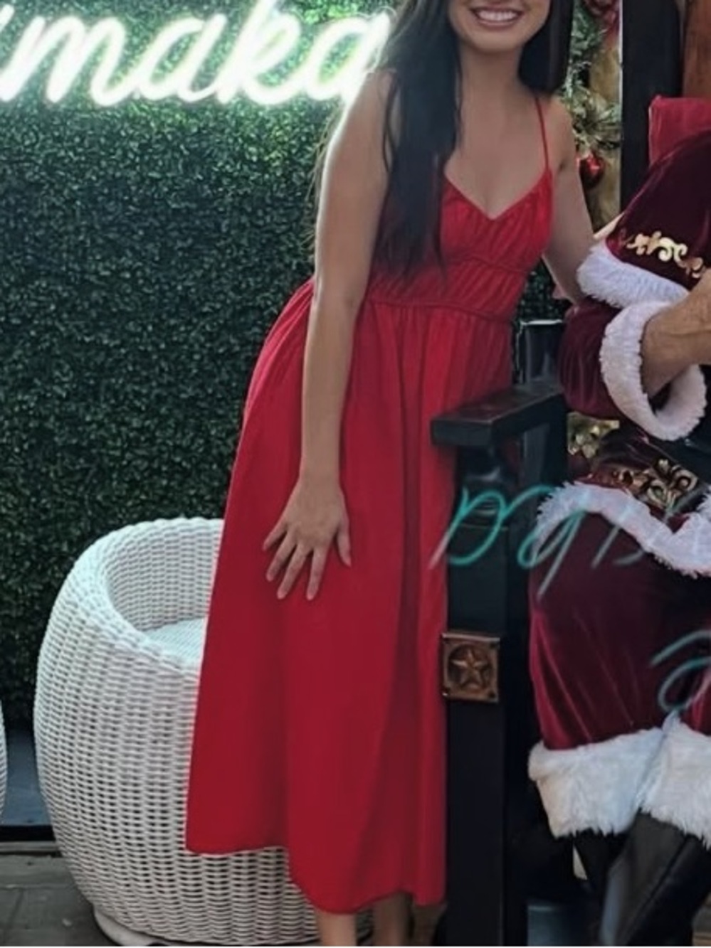 Red Strapless Smocked Maxi Dress by SM. A. SOR?
